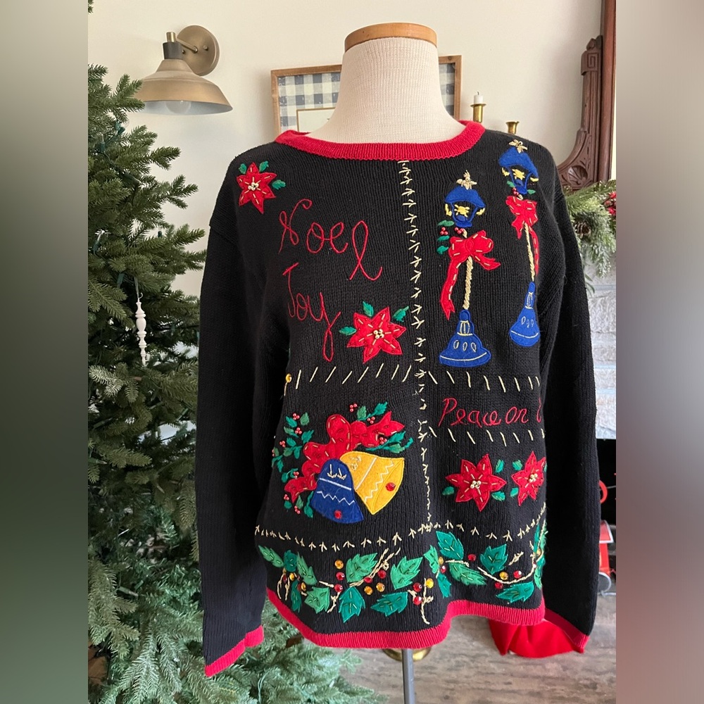 Festive Black Holiday Sweater